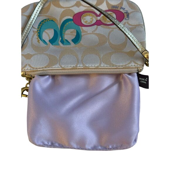 Coach Signature Canvas Wristlet - Khaki/Raspberry/Teal - Picture 4 of 10